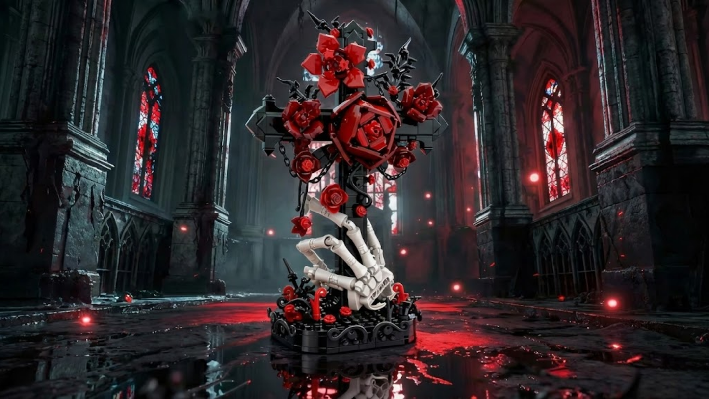 Готический крест и розы (636 деталей)