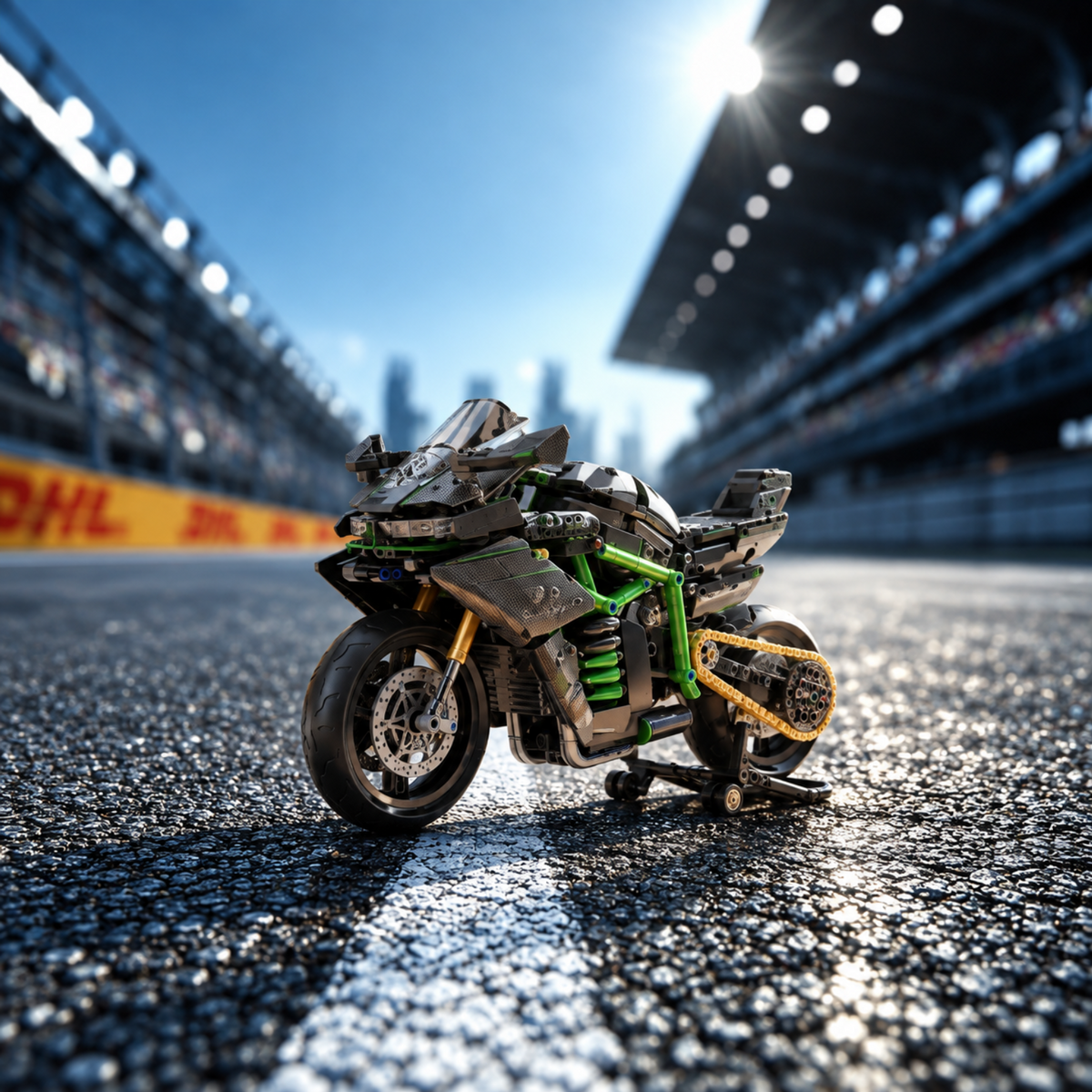 Hyperbike Ninja H2R brick-built motorcycle in a product display scene, gallery view 1
