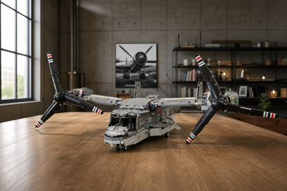 V-22 construction-block model in a modern aviation loft