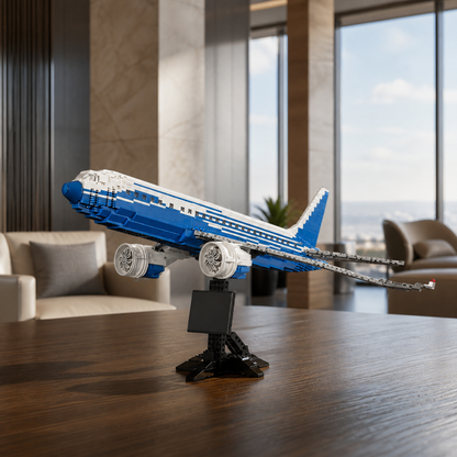 Boeing 787 Dreamliner-Bausteinmodell in einer modernen Luftfahrtlounge