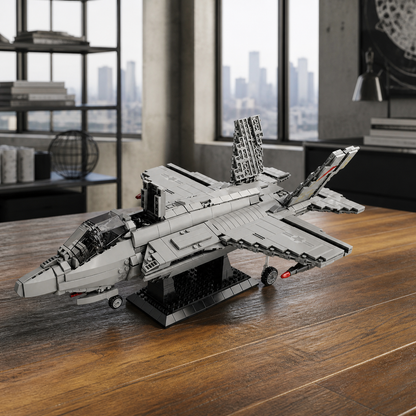 F-35 Fighter Jet construction-block model in a modern technology loft