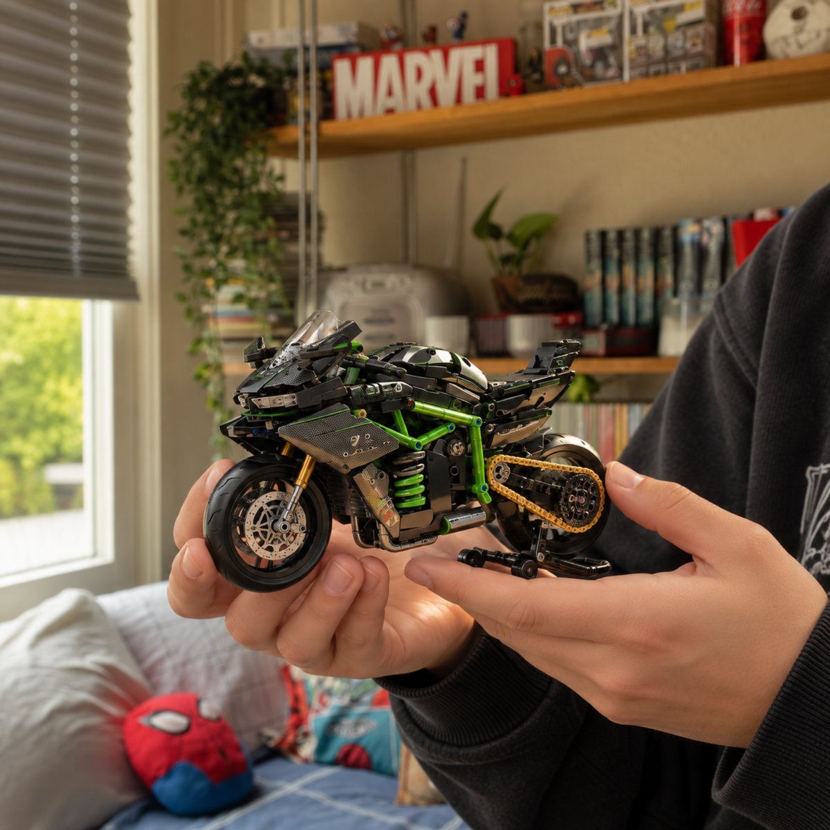 Hyperbike Ninja H2R brick-built motorcycle in a product display scene, gallery view 2