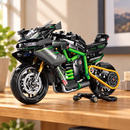 Hyperbike Ninja H2R brick-built motorcycle in a product display scene, gallery view 3