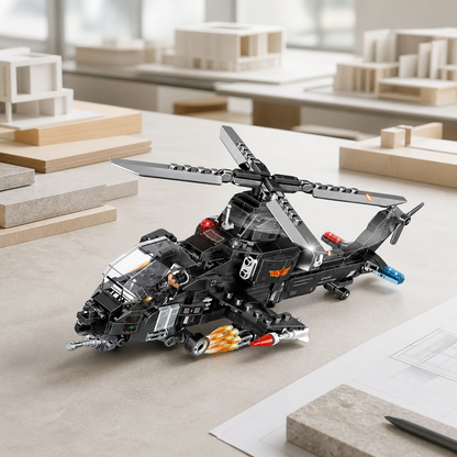 SWAT Helicopter (423 Pcs) - interior hero 03 - SWAT Helicopter brick model in a contemporary architecture studio