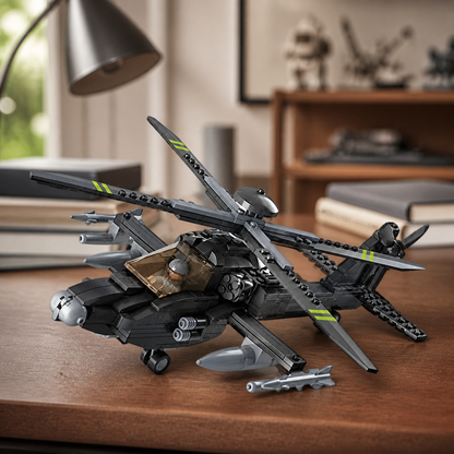 Elicopter Boeing AH-64 Apache (293 piese) - nou interior principal 03 - model de elicopter Boeing AH-64 Apache construit din pecișe de montat într-un birou de acasă pentru colecționar