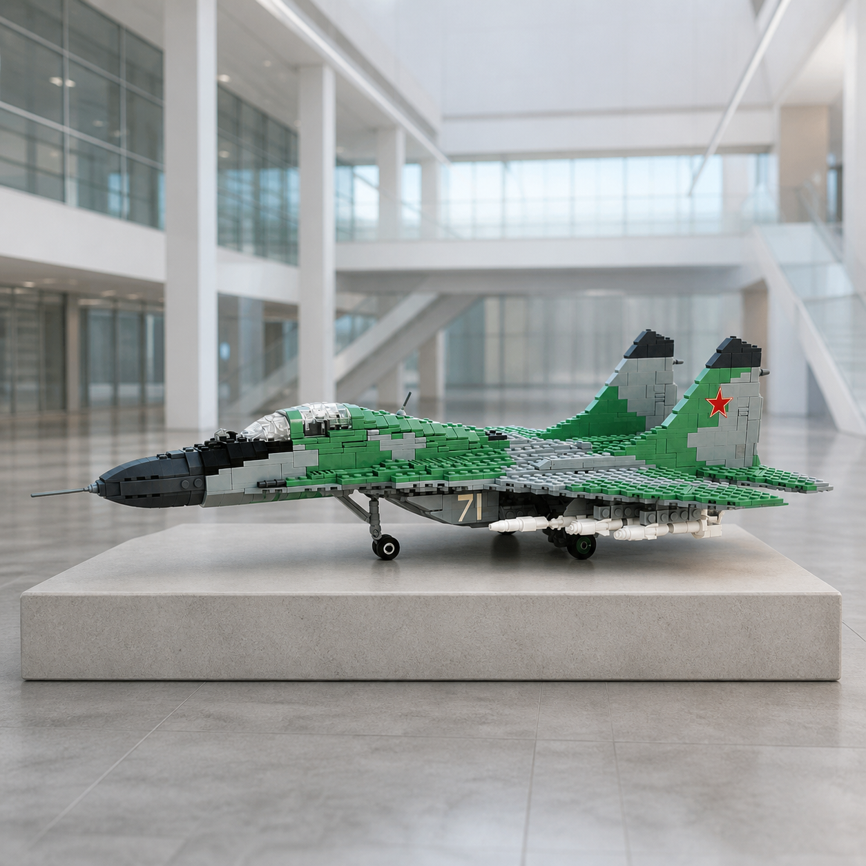 MIG-29-Bausteinmodell in einem modernen Luftfahrtinstitut