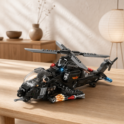 SWAT Helicopter (423 Pcs) - interior hero 04 - SWAT Helicopter brick model in a Japanese Scandinavian room