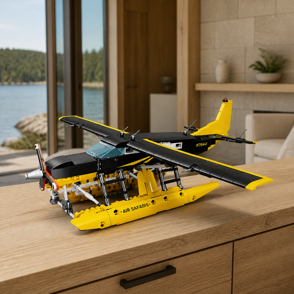 BF-445 Innenraum 04 - Wasserflugzeug-Baumodell in einem modernen Landhaus am Wasser