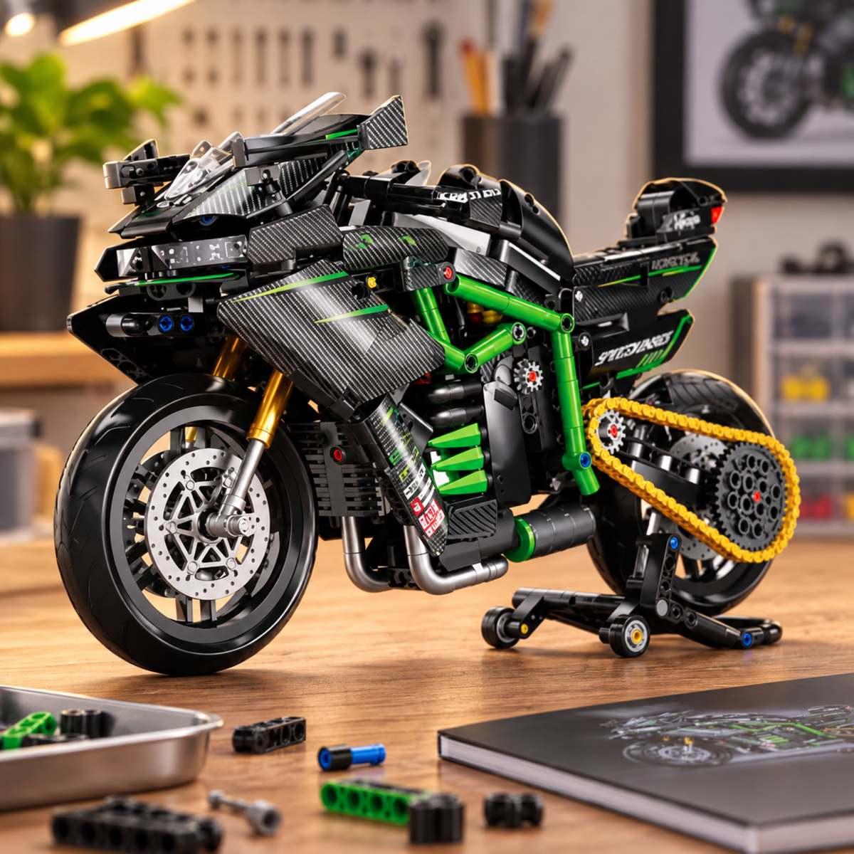 Hyperbike Ninja H2R brick-built motorcycle in a product display scene, gallery view 5