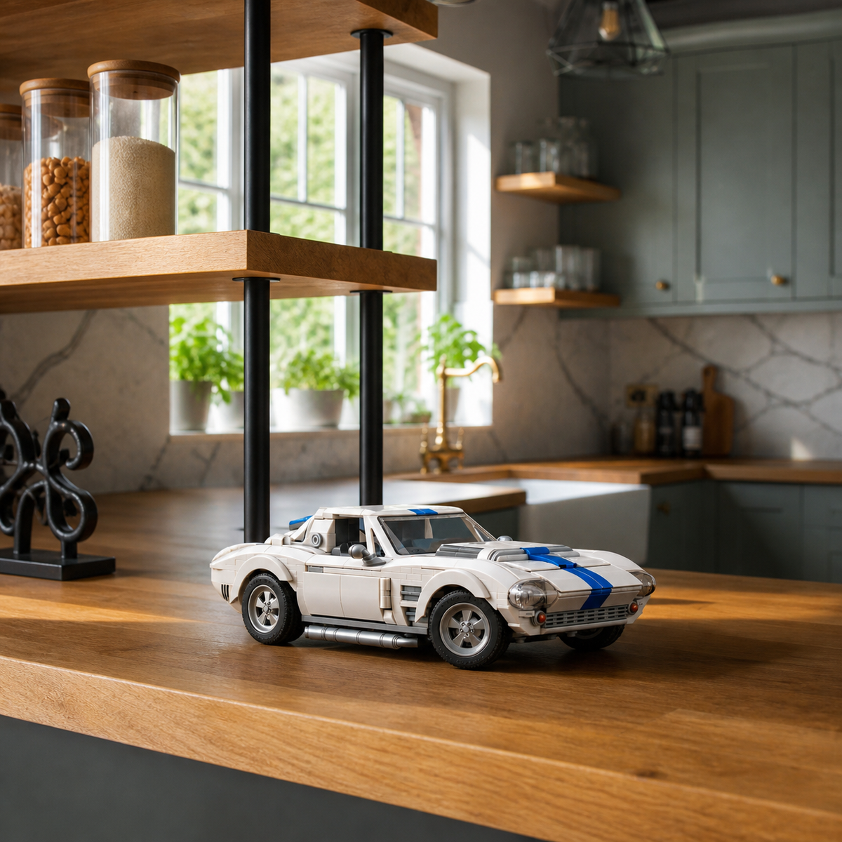 Hot Wheels Corvette Grand Sport (918 Teile) - 05 Umgebung Küche mit Regalen