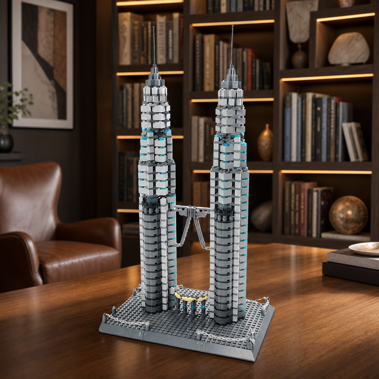 Petronas Towers (1160 szt.) — Wnętrze 05: współczesna biblioteka domowa