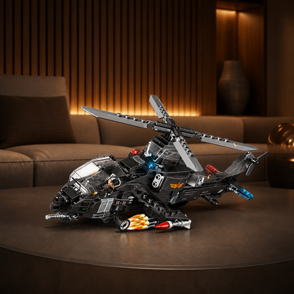 SWAT Helicopter (423 Pcs) - interior hero 05 - SWAT Helicopter brick model in a premium media room