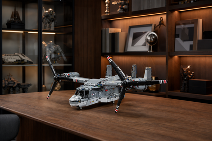 V-22 construction-block model in a collector's room