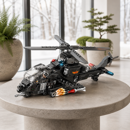 SWAT Helicopter (423 Pcs) - interior hero 06 - SWAT Helicopter brick model in a bright contemporary winter garden