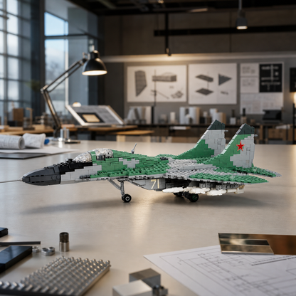 MIG-29-Bausteinmodell in einem Luft- und Raumfahrtdesignstudio