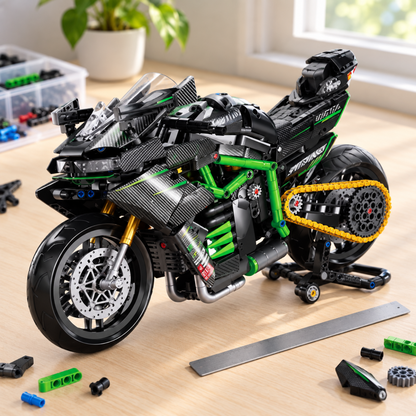 Hyperbike Ninja H2R brick-built motorcycle in a product display scene, gallery view 7