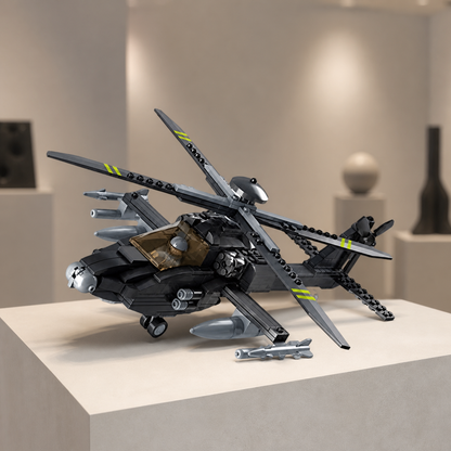 Elicopter Boeing AH-64 Apache (293 piese) - nou interior principal 07 - model de elicopter Boeing AH-64 Apache construit din pecișe de montat într-o galerie de design