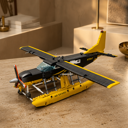 BF-445 Innenraum 07 - Wasserflugzeug-Baumodell auf einem Travertin-Tisch präsentiert