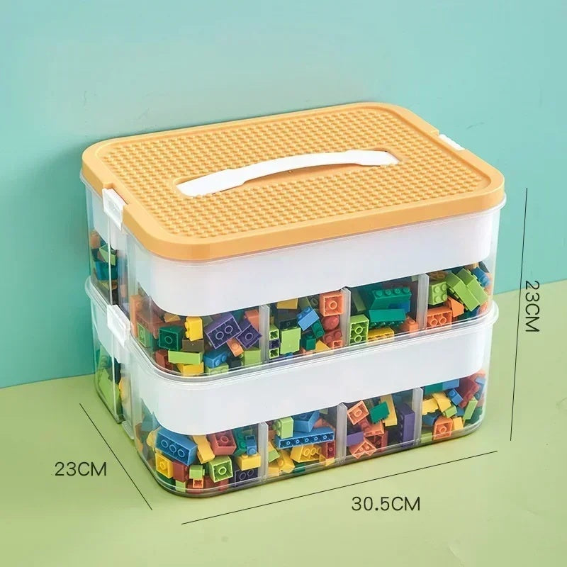 Storage Box 2 Tiers Yellow Lid - 30.5 x 23 x 23 cm