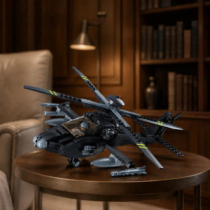 Elicopter Boeing AH-64 Apache (293 piese) - nou interior principal 08 - model de elicopter Boeing AH-64 Apache construit din pecișe de montat într-o bibliotecă premium de acasă