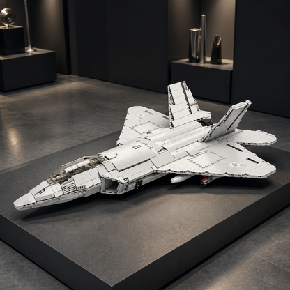 Bausteinmodell eines F-22-Kampfjets in einer privaten Technikgalerie