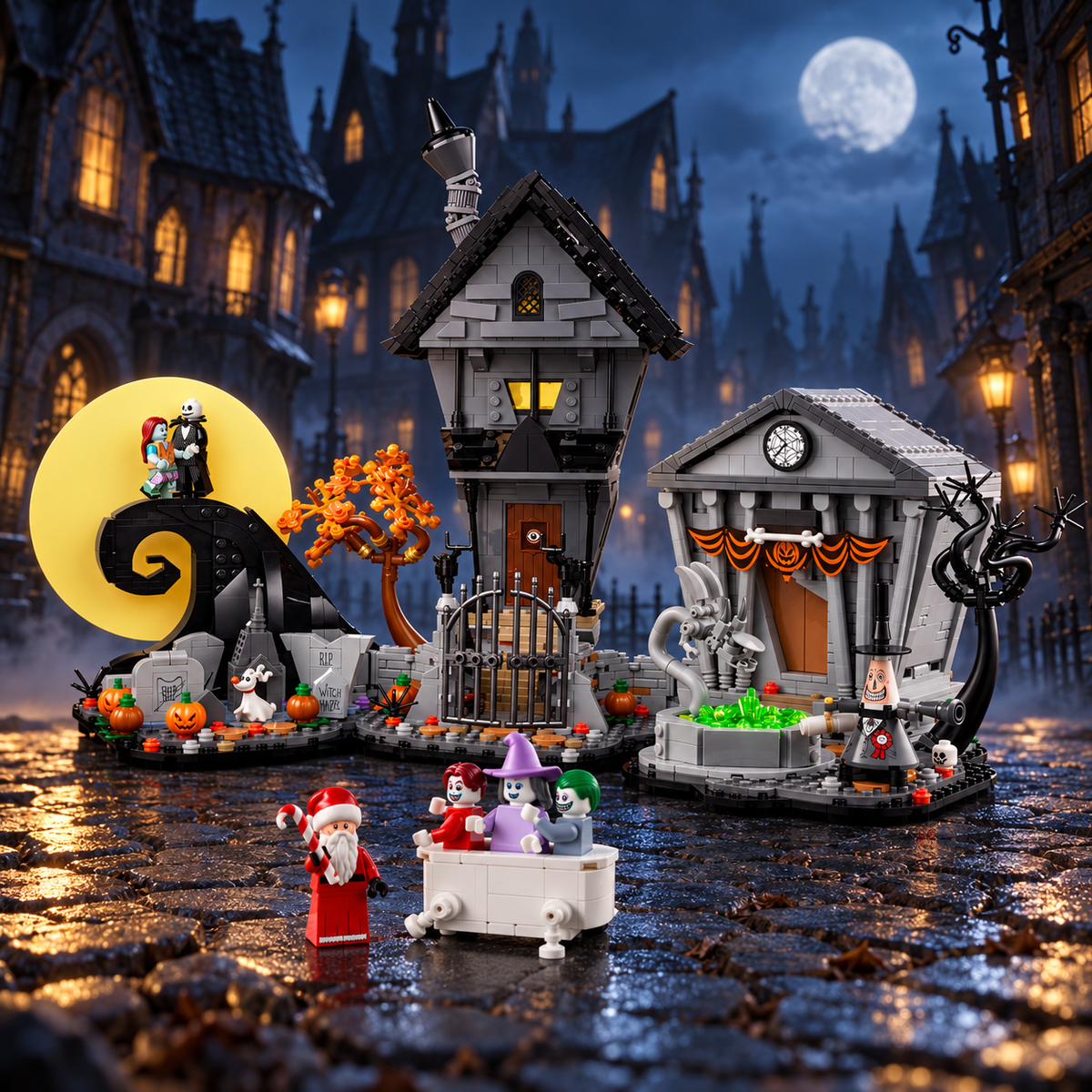 The Nightmare Before Christmas (2,193 pieces): scene set on Halloween Town street.