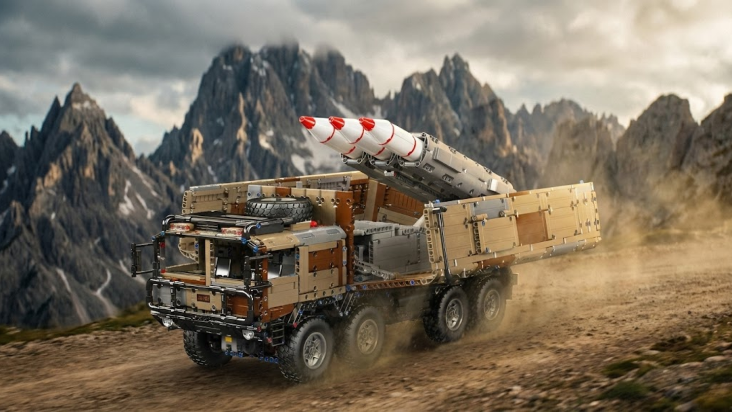 8x4 RC Ciężarówka Rakietowa w Kamuflażu Wojskowym (3594 elementy) 