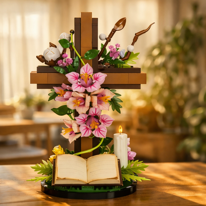 Jesus Cross with Flowers (568 Pcs)