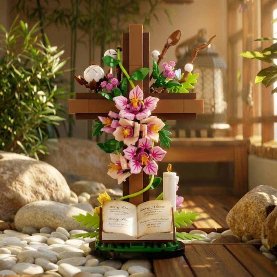Jesus Cross with Flowers (568 Pcs)