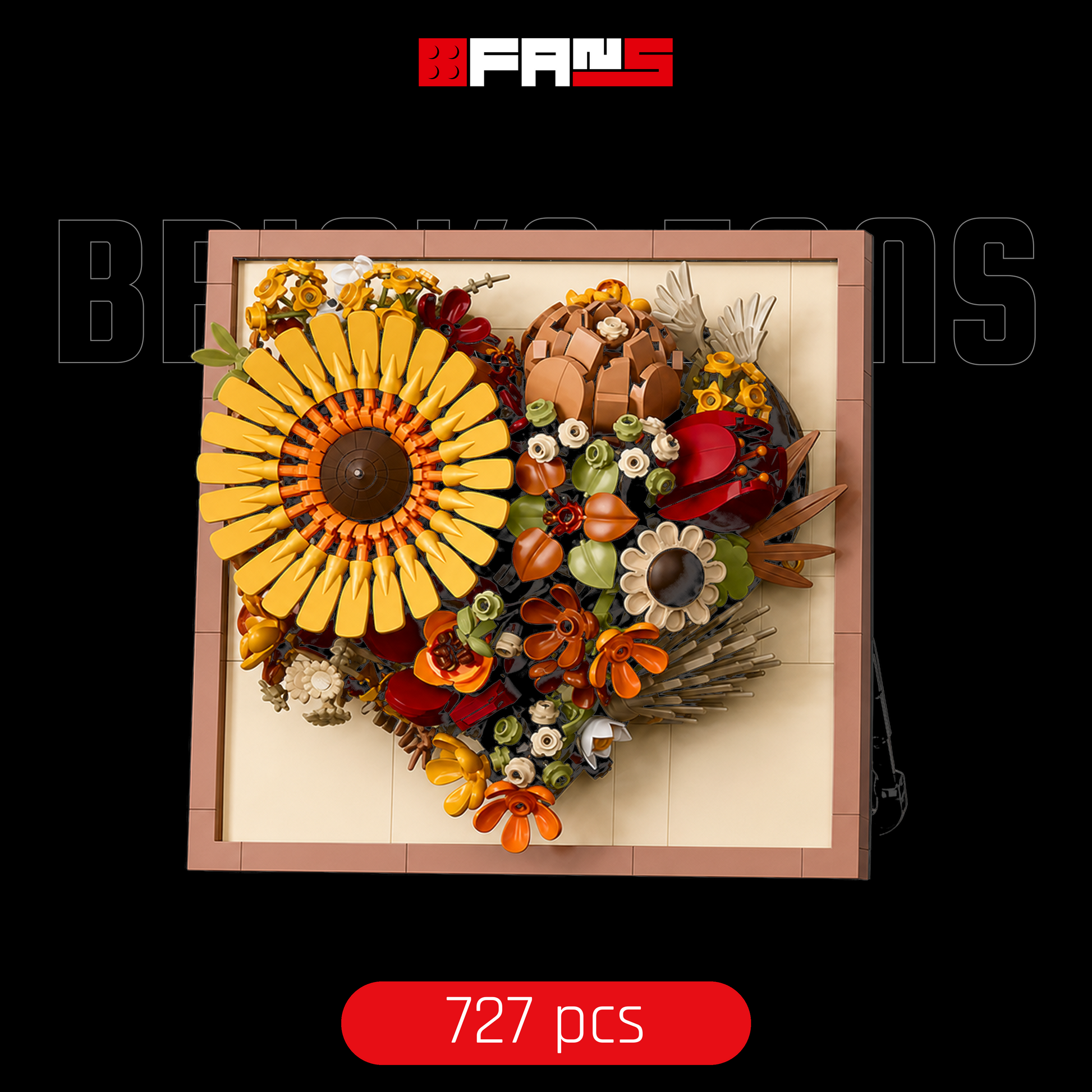 3d Floral Frame - Sunflower (727 Pcs) - Bricks Fans cover