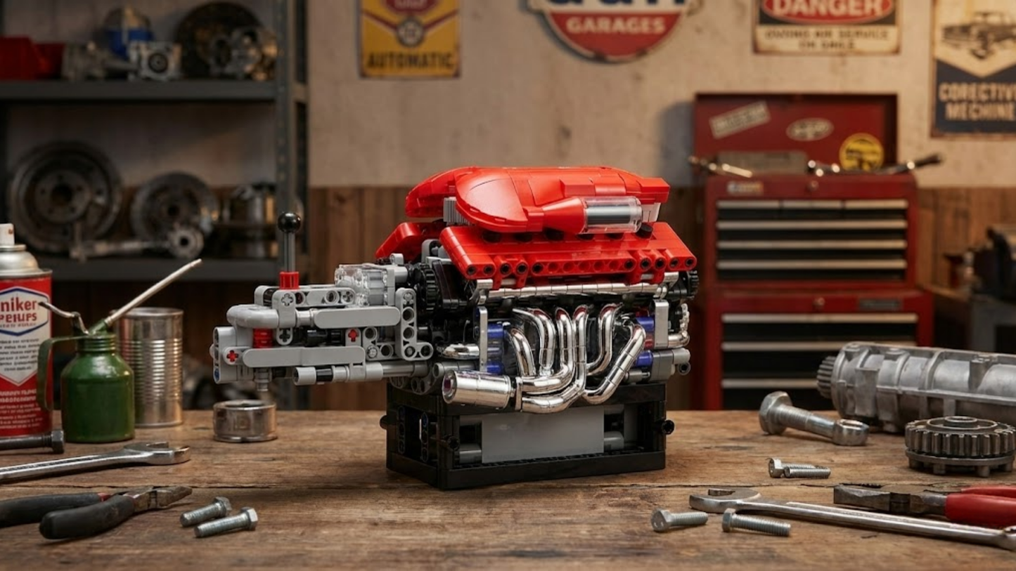 V12 Supercar Engine with Transmission (863 pcs)