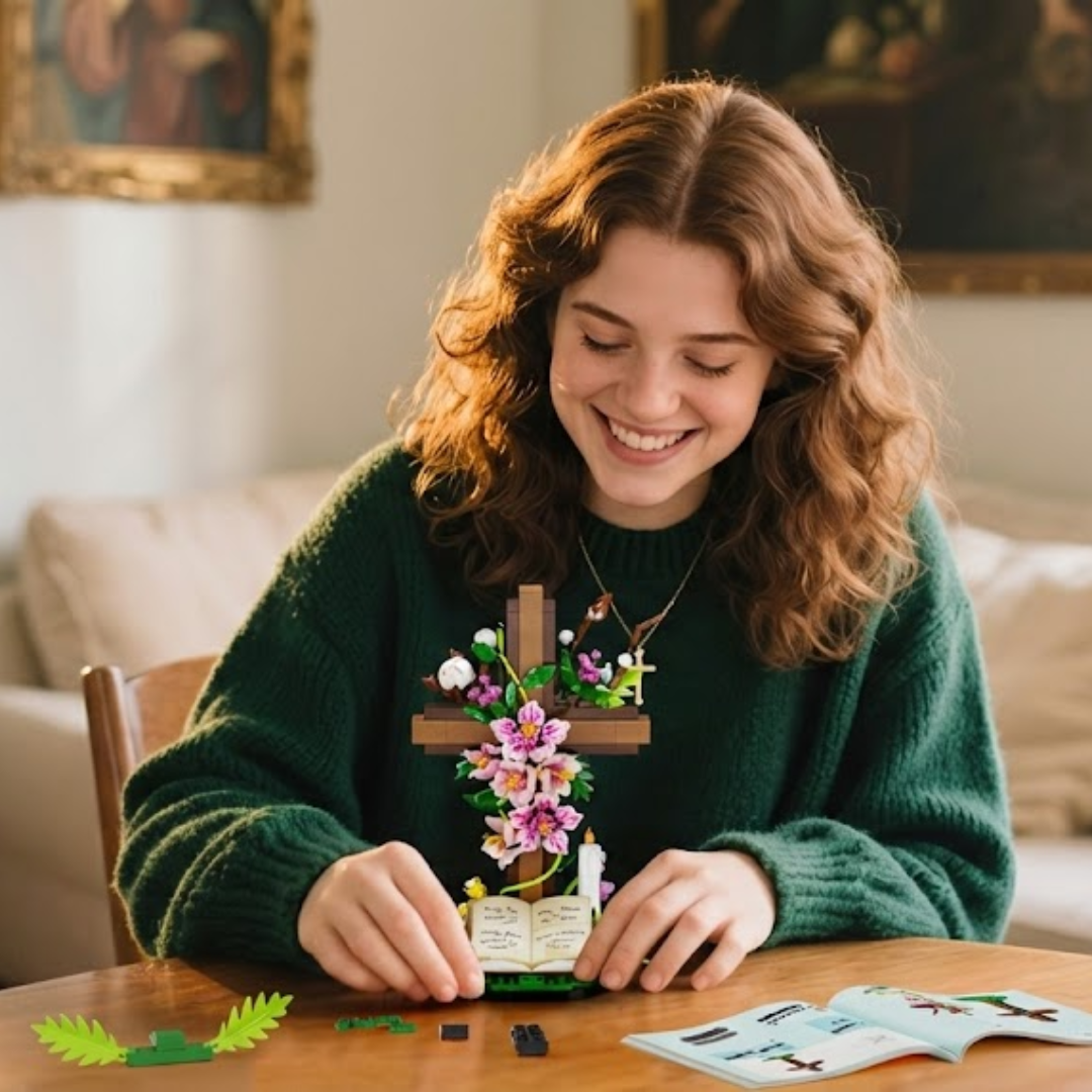 Jesus Cross with Flowers (568 Pcs)