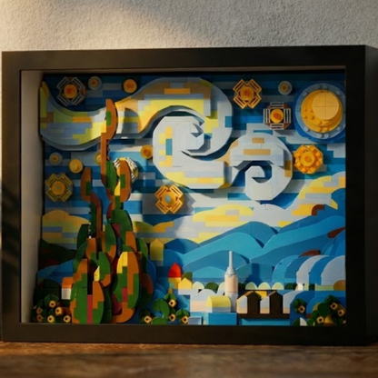 Bricks Fans comisariada 1:1 - O Museu: A Starry Night Art Frame (1568 Micro-piezas) - 6