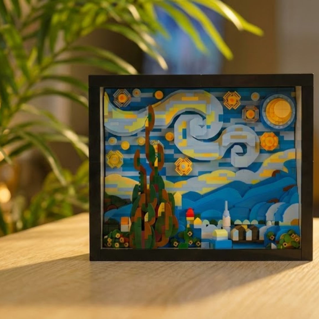 Bricks Fans comisariada 1:1 - O Museu: A Starry Night Art Frame (1568 Micro-piezas) - 7
