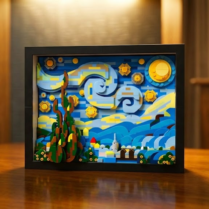 Bricks Fans comisariada 1:1 - O Museu: A Starry Night Art Frame (1568 Micro-piezas) - 10