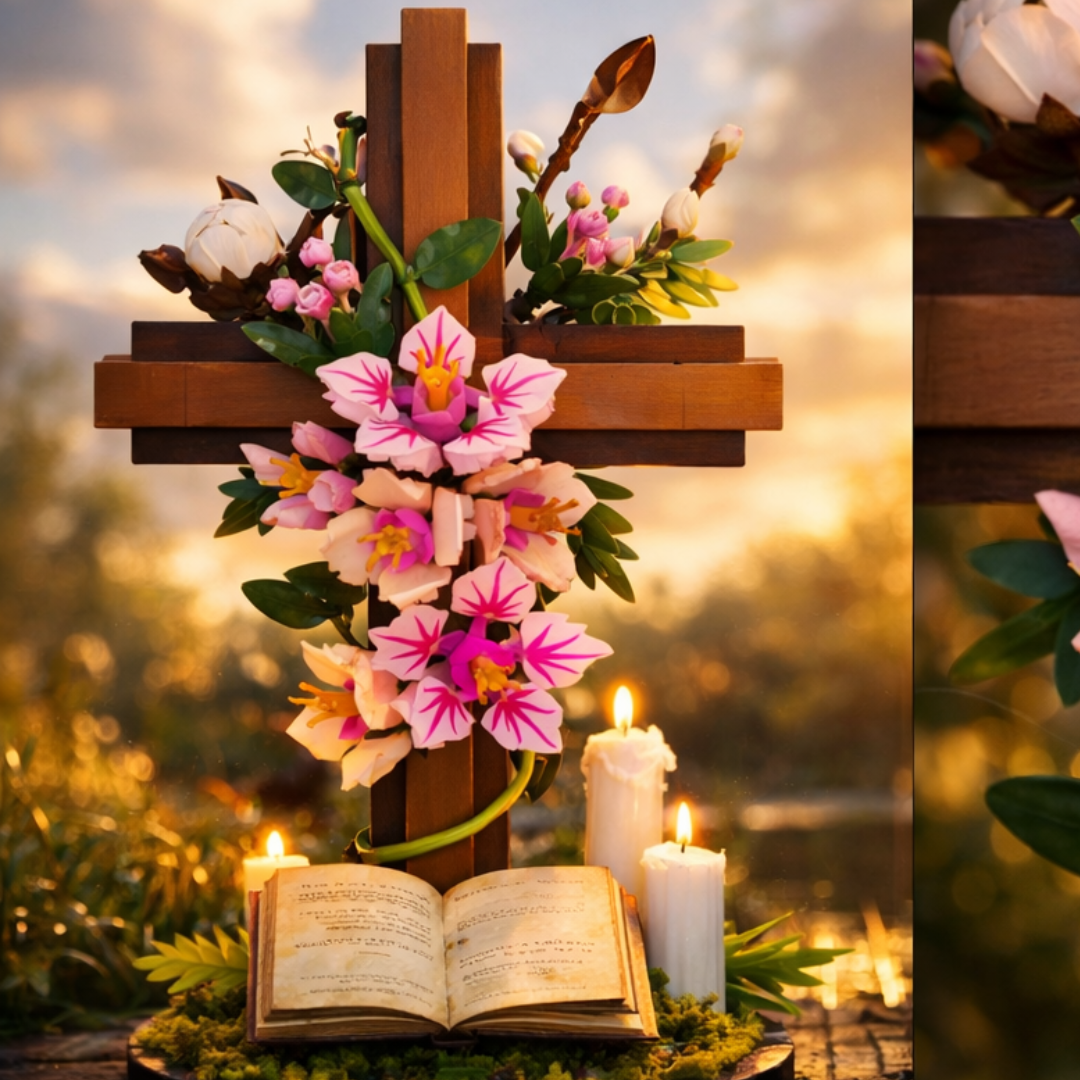 Jesus Cross with Flowers (568 Pcs)