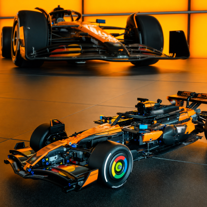 Oranje Formule 1-auto - Beschrijvingsmedia 7