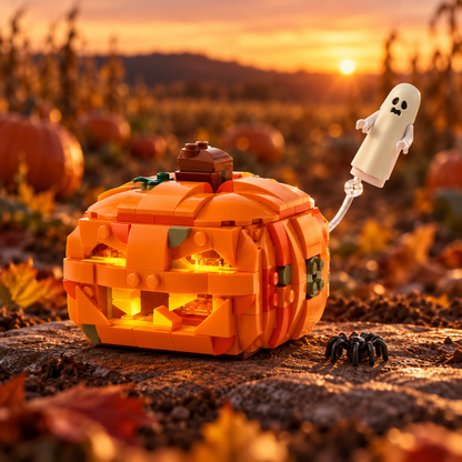 Halloween: Lanterna de Abóbora (323 peças): cena ambientada, campo de aboboras.