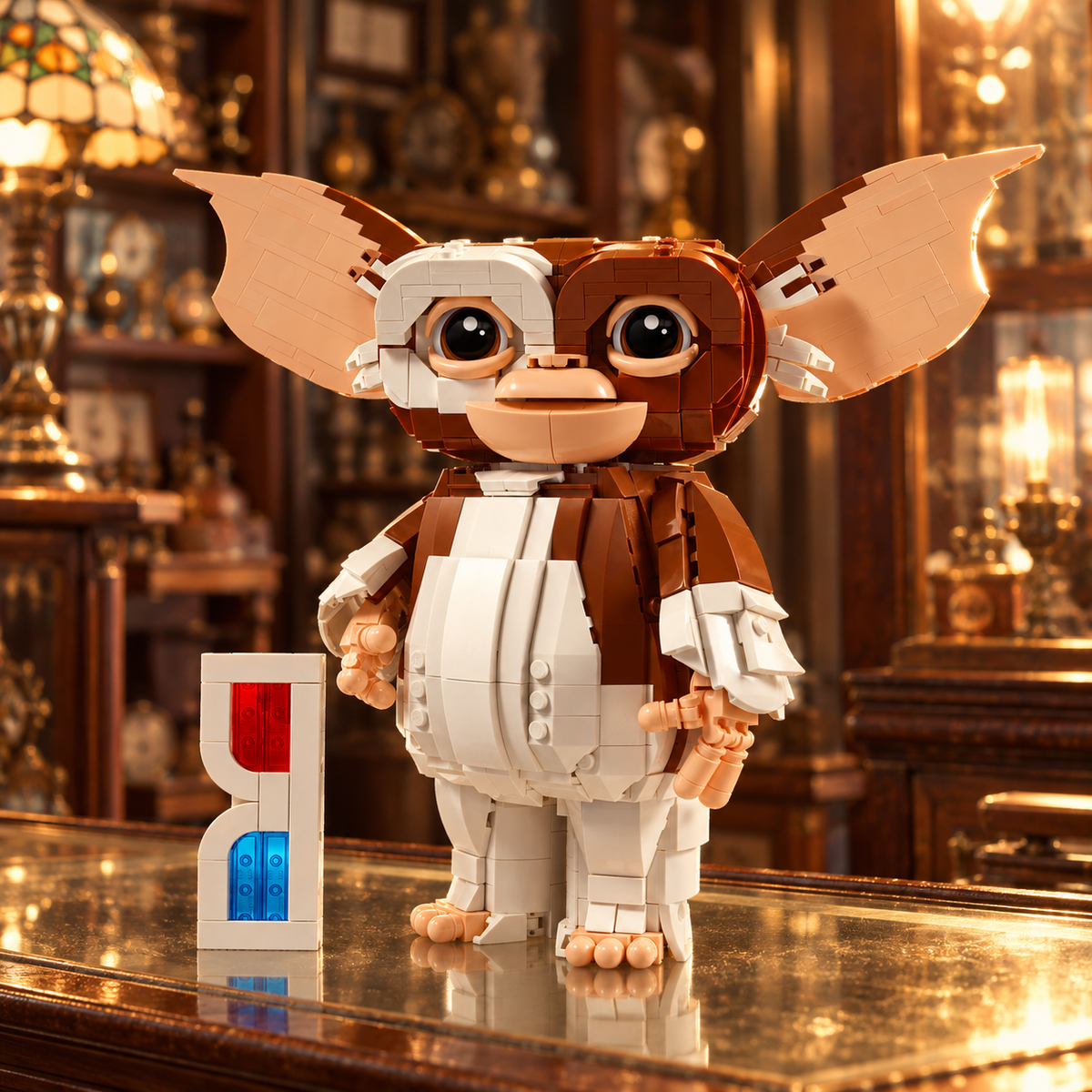 Gremlins: Gizmo (1.125 peças): cena ambientada, loja de antiguidades.
