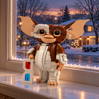 Gremlins: Gizmo (1.125 peças): cena ambientada, rua residencial de inverno.