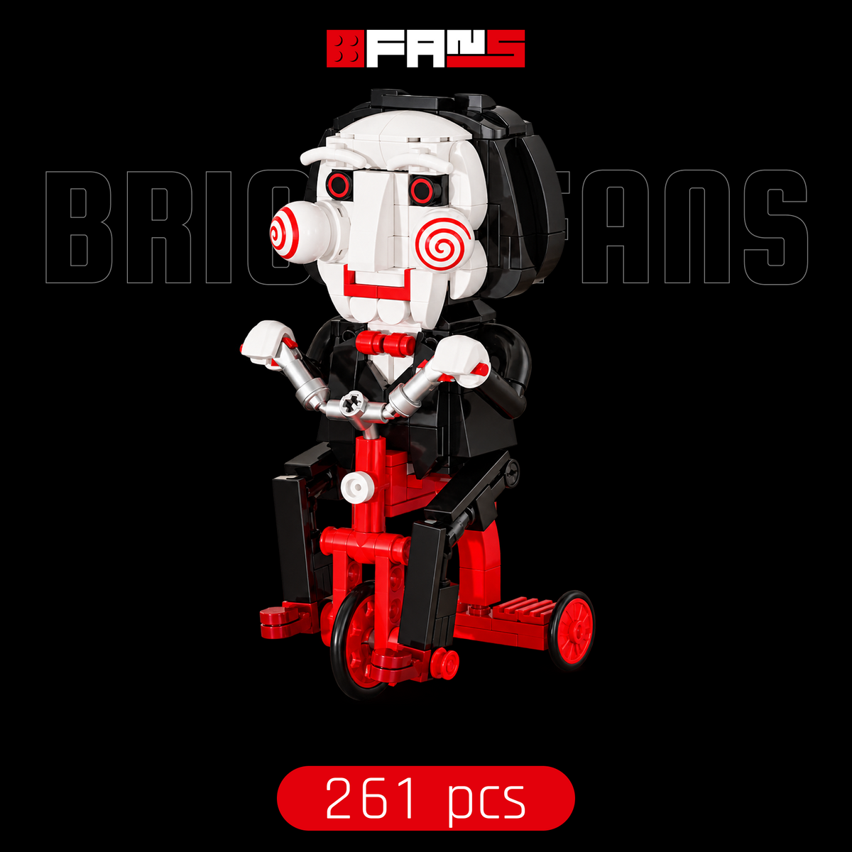 Black-background cover showing the 261-piece figure build and included parts.
