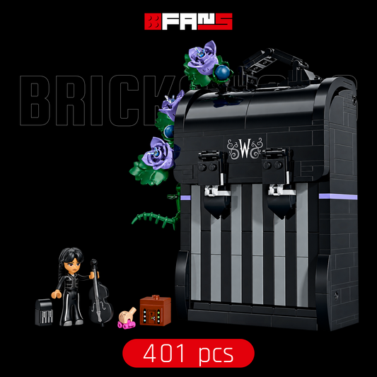 Black-background cover showing the 401-piece backpack build and included parts.