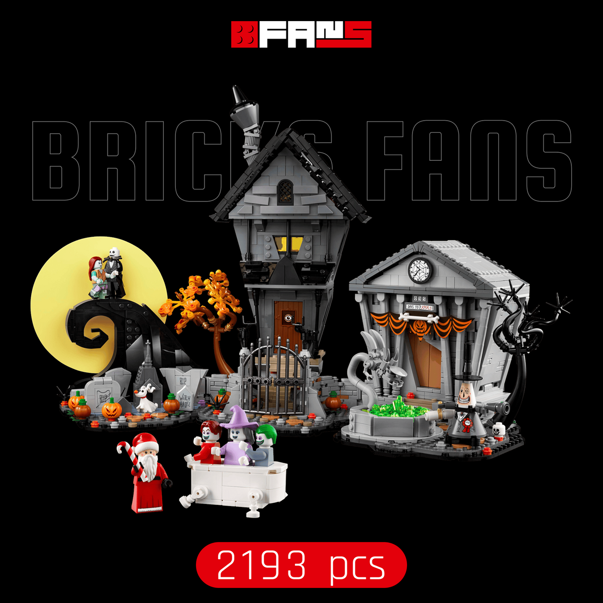 Black-background cover showing the 2,193-piece display build and included figures.