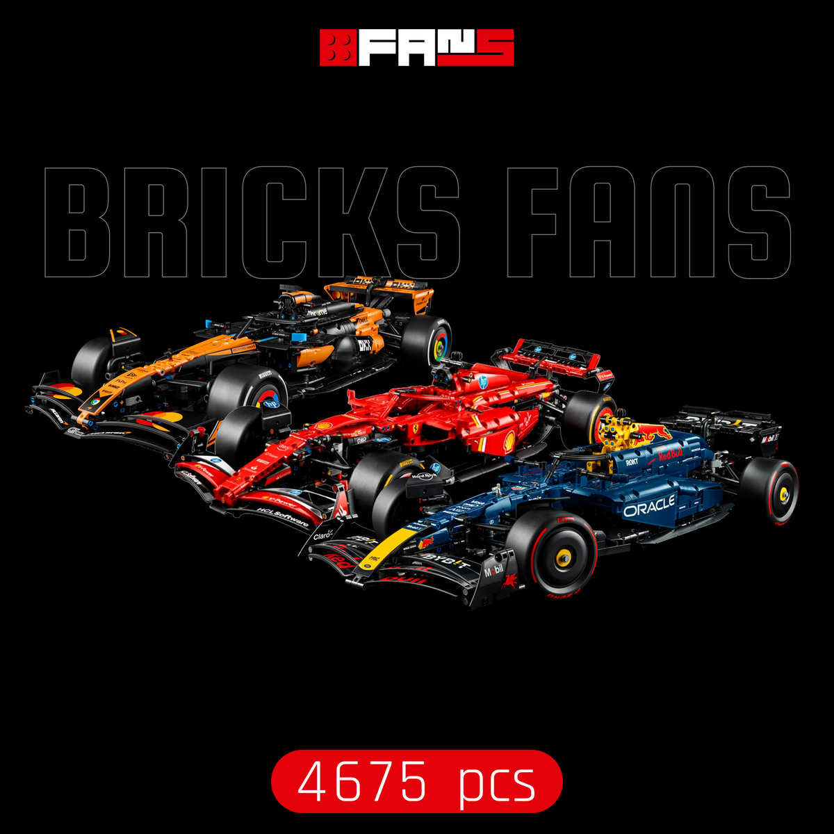 Formel-1-Dreifachwagen-Bundle – SF24 + RB20 + MCL39 (4675 Teile)