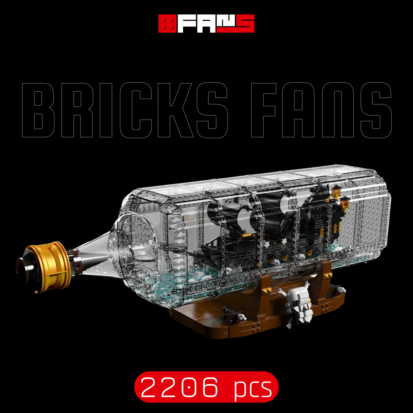 Black Pearl in the Bottle (2206 pcs)