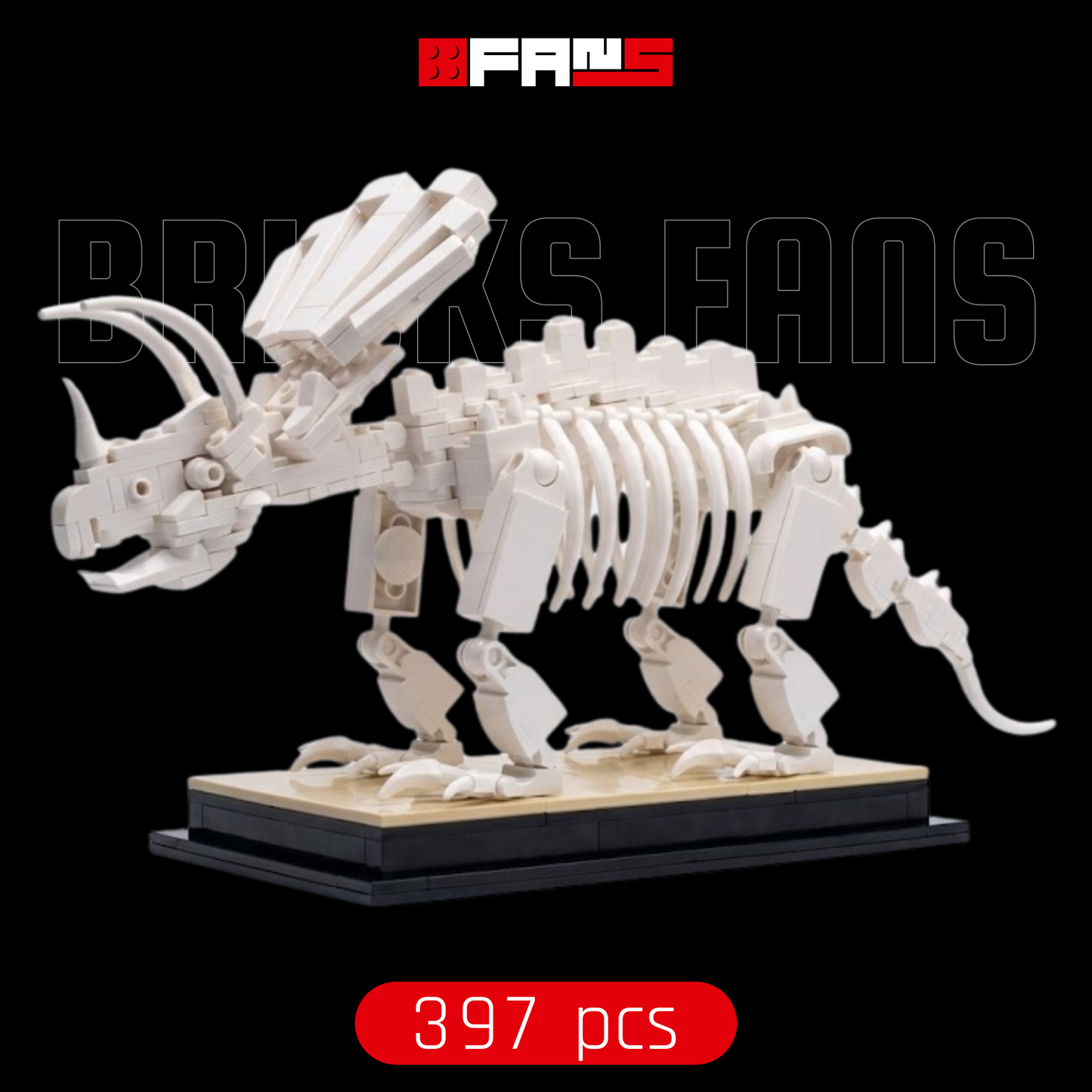 Fossile de dinosaure Tricératops (397 pièces) 