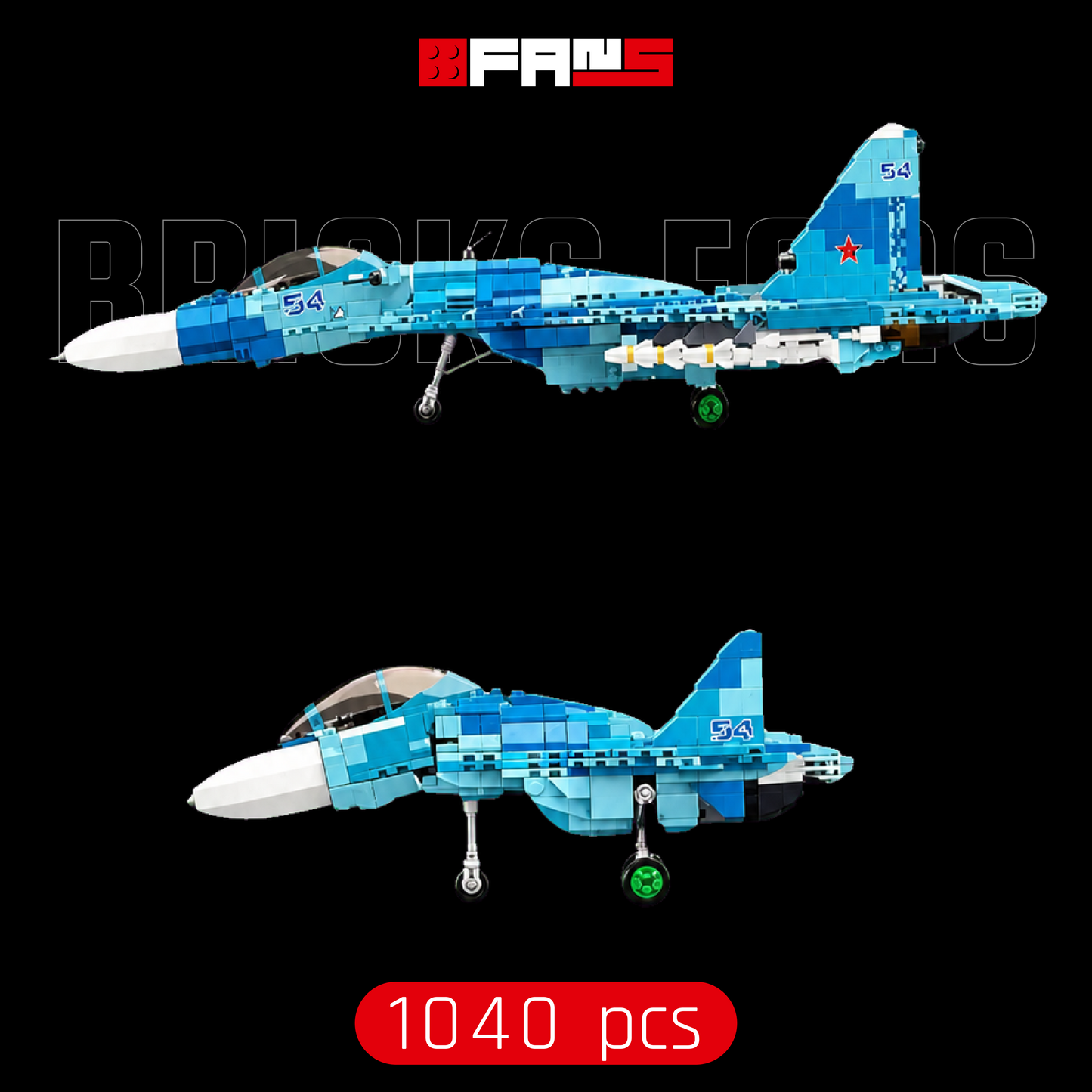 SU-27 Kampfjet – 2-in-1 (1040 Teile)