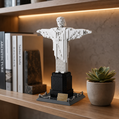 Christ the Redeemer (973 pcs) on an oak collector shelf