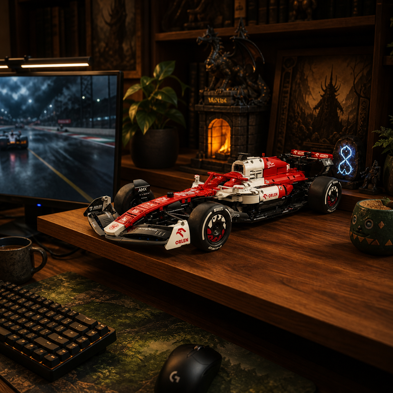 Bricks Fans ambient image - Formula 1 ORLEN C42 (1770 pcs) - Collector gaming desk lifestyle scene