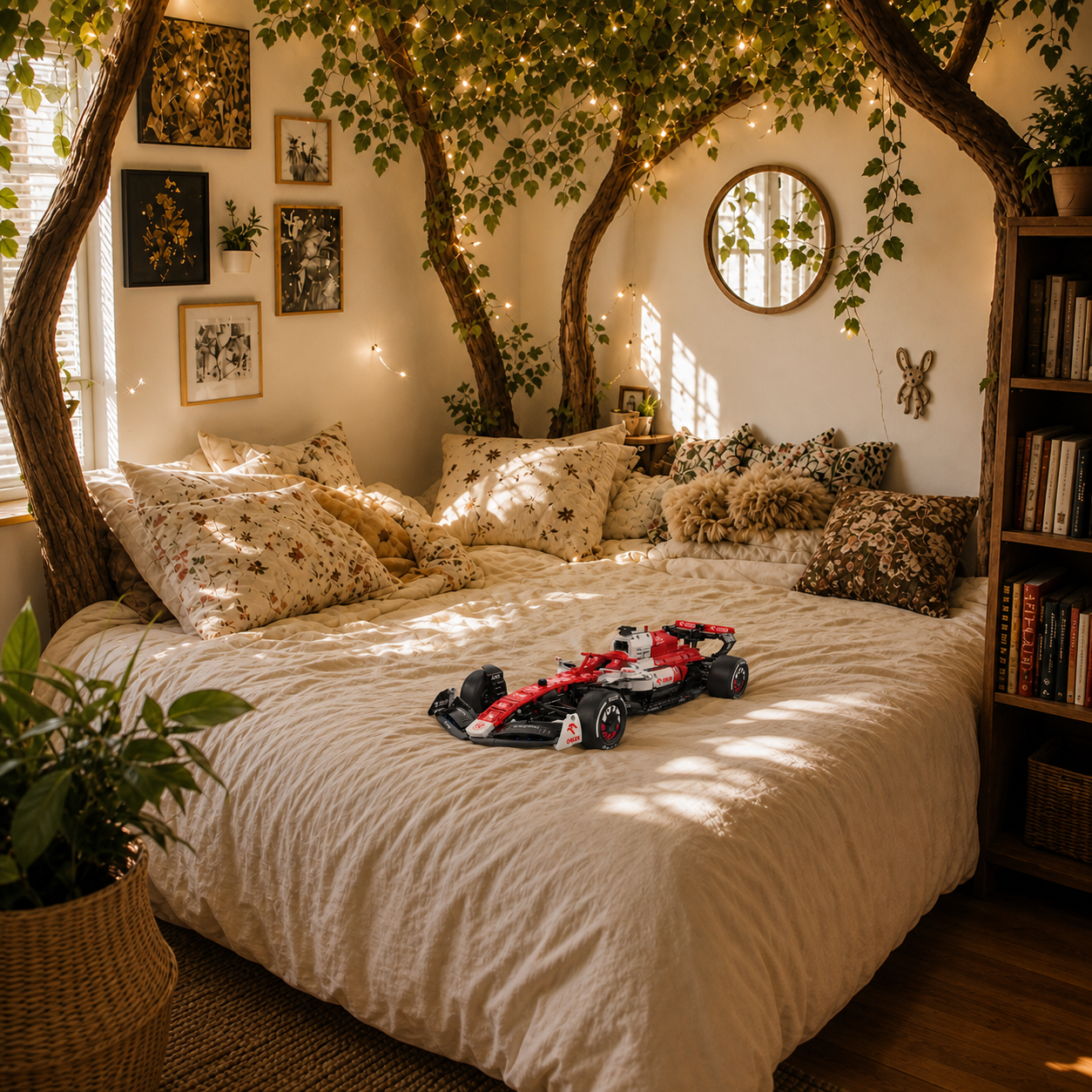 Bricks Fans ambient image - Formula 1 ORLEN C42 (1770 pcs) - Botanical bedroom lifestyle scene